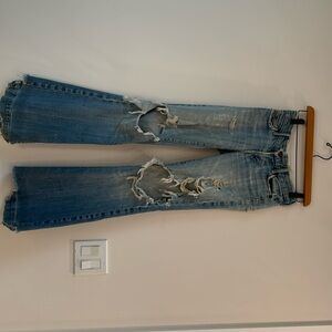 Citizens Of Humanity Light Blue Distressed Wide Leg Jeans